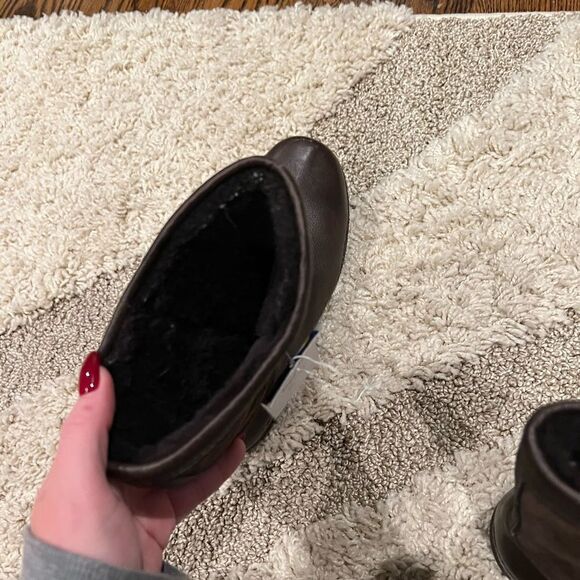 NEW WOMENS UGG BROOKS LEATHER SUEDE BOOTS brown SHEEPSKIN  NEW - Picture 5 of 7